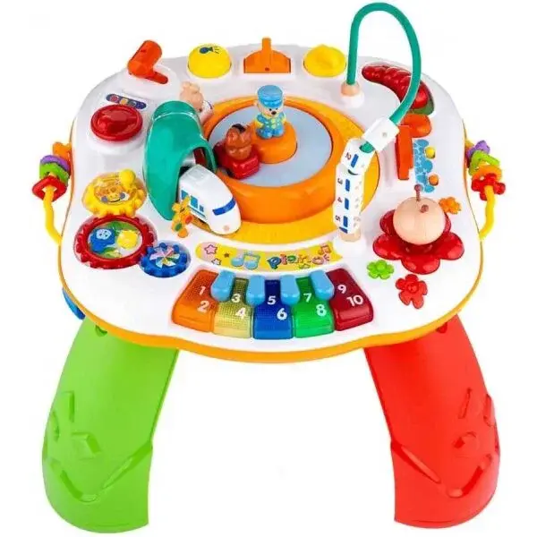 NEW BABY INTERAKTIVNÍ STOLEČEK Mluvící a hrající interaktivní stoleček s jezdícím vláčkem, mix, velikost