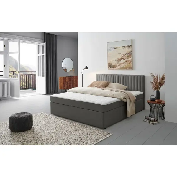 MID.YOU AMERICKÁ POSTEL, 200/200 cm, tmavě šedá