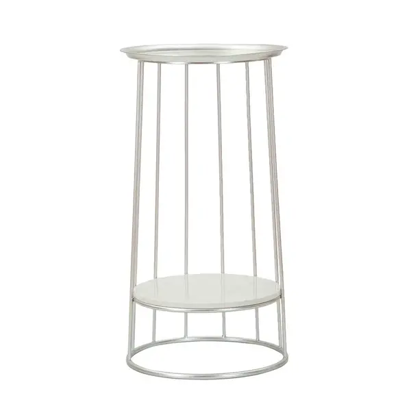 KONFERENČNÍ STOLEK, barvy stříbra, kov, kámen, 40/76/40 cm