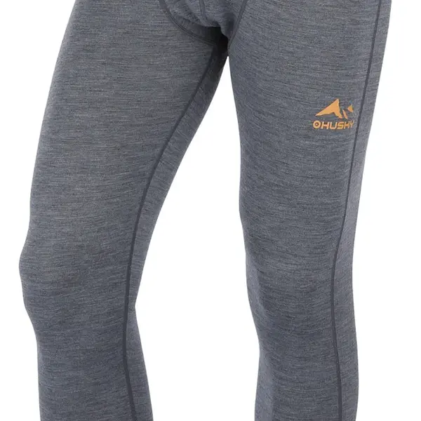 Husky Merea M L, dark grey/mustard Merino termoprádlo kalhoty