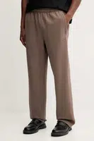 Bavlněné tepláky adidas Originals Ess Wide Pt pánské, hnědá barva, JW1046