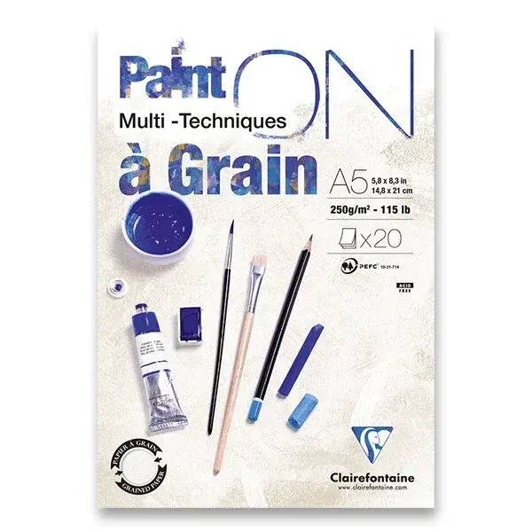 Blok Clairefontaine Paint'ON Grain - A5, 20 listů, 250 g
