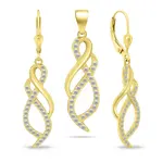 Brilio Silver Blyštivý pozlátený set šperkov so zirkónmi SET222Y (prívesok, náušnice)