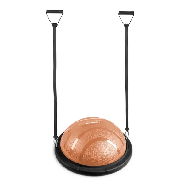 Balanční podložka inSPORTline Dome Edge s gumovými expandery 100 cm / 4,6 kg černá-mocha mousse