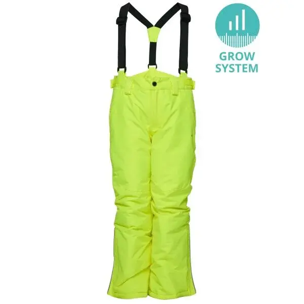 LOAP CUBOR GROW SYSTEM Rostoucí dětské lyžařské kalhoty, reflexní neon, velikost 112-116