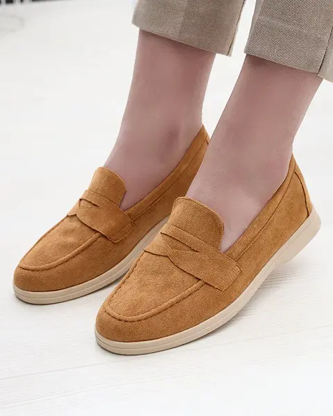 Resti Women's eco-suede moccasins in camel color Daffer- Footwear