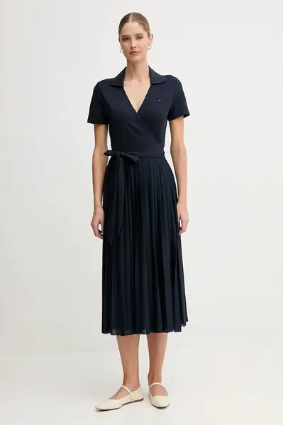 Šaty Tommy Hilfiger tmavomodrá barva, maxi, WW0WW45733