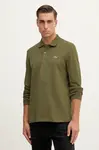 Bavlněné tričko s dlouhým rukávem Lacoste pánské, zelená barva, L1312