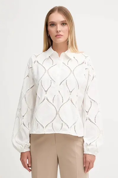 Bavlněná halenka Mos Mosh NOLIN dámská, bílá barva, hladká, 174010