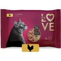 My Love SET kapsičky pre mačky s kuracím mäsom v jemnej omáčke 4 x 85 g (2367)