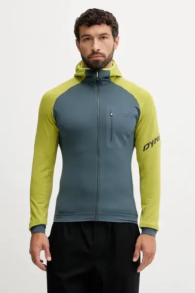 Sportovní mikina Dynafit Radical Polartec zelená barva, s kapucí, vzorovaná, 08.0000071122