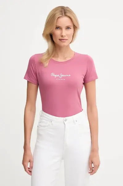 Tričko Pepe Jeans NEW VIRGINIA SS N dámské, růžová barva, PL505202