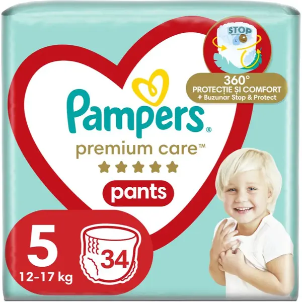 Pampers Premium Care Pants Size 5 jednorázové plenkové kalhotky 11-17 kg 34 ks