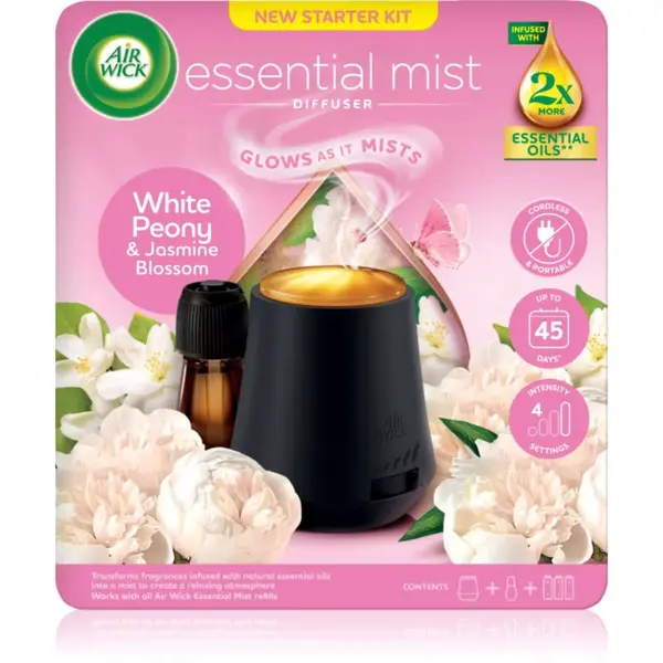 Air Wick Aroma Mist White Peony & Jasmine Blossom aroma difuzér s náplní + baterie 1 ks