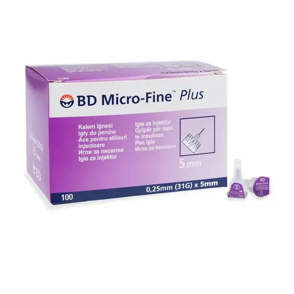BD Micro-Fine PLUS Ihly do inzulínového pera - 0,25 x 5 mm 100 ks. TOW009824