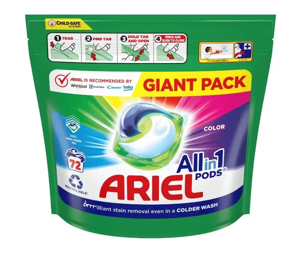 Ariel All-in-1 PODS Color, Gélové Kapsuly Na Pranie, 72 Praní
