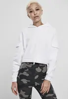 Dámská krátká pracovní mikina s kapucí bílá