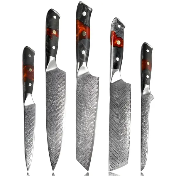 Sada damaškových kuchynských nožov Okazaki-Čierna/Hnedá H19991