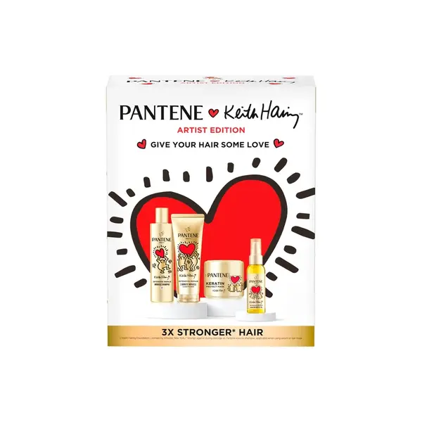 Xmass set Pantene Arist Edition Keith Haring Intensive Repair vlasový olej 100ml, maska na vlasy 300ml, šampón 250ml a kondicionér 220ml