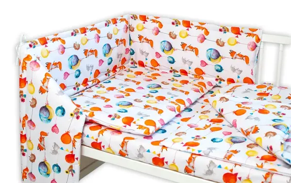 3-dielna sada Mantinel s obliečkami - Liška a balóniky, biela, 135x100