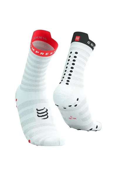 Ponožky Compressport Pro Racing Socks v4.0 Ultralight Run High - White/Alloy tyrkysová barva, XU00050B