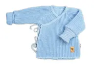 Dojčenský svetrík, rastúci, na zaväzovanie na boku - modrý