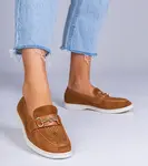 Gemre Brown eco-suede loafers with rhinestones Minilla