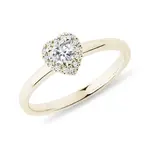 Diamantový prsten ve tvaru srdce ve žlutém 14k zlatě KLENOTA