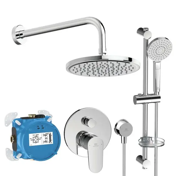 Ideal Standard Cerafine O - Sprchový set s batériou pod omietku, s telesom, 3 prúdy, priemer 20 cm, chróm BD190AA