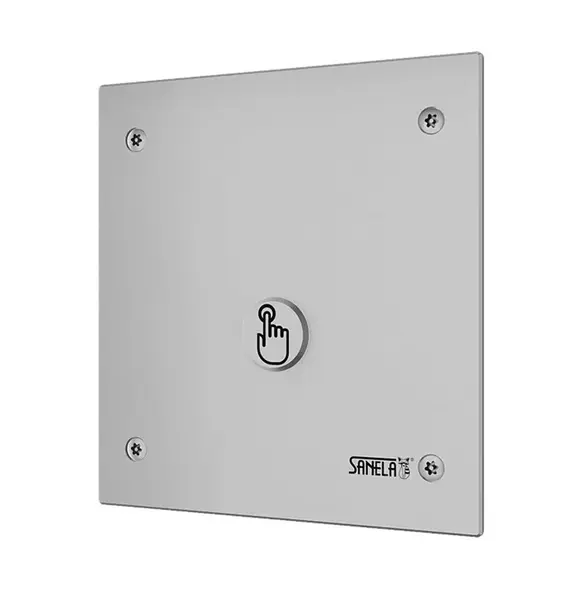 Sanela Senzorové sprchy - Ovládání sprchy s Piezo tlačítkem, pro 1 druh vody, napájení z baterie, matný nerez SLS 01PBA