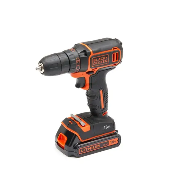 BLACK+DECKER Nářadí - 18V AKU vrtací šroubovák, 1x aku 1,5 Ah Li-Ion, nabíječka BDCDC18K-QW
