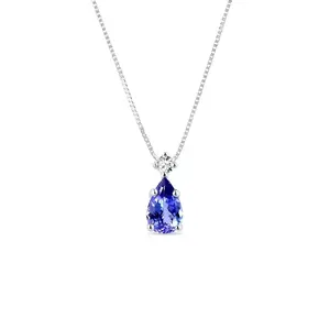 Přívěsek z bílého zlata s tanzanitem a briliantem KLENOTA