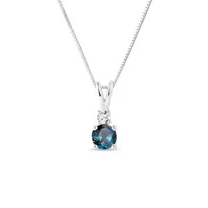 Topazový náhrdelník z bílého 14k zlata s diamantem KLENOTA