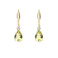 Zlaté náušnice s lemon quartz a briliantmi KLENOTA