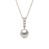 Prívesok z ružového zlata s Akoya perlou a briliantmi KLENOTA