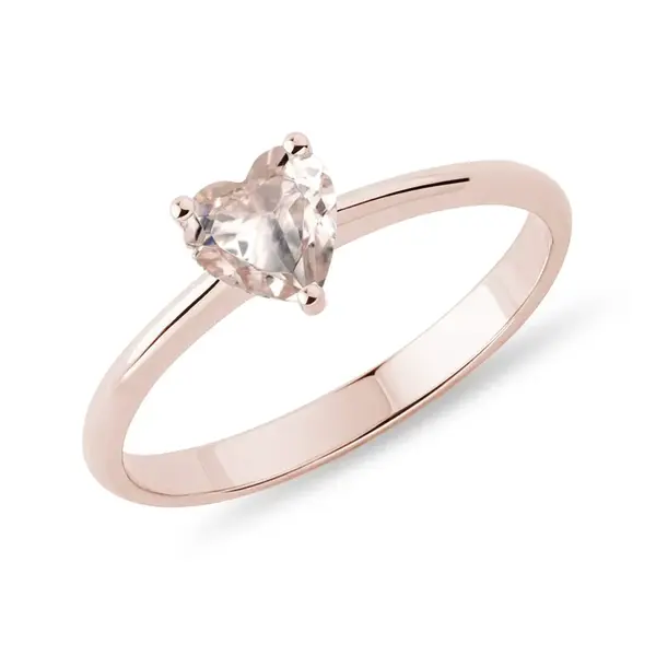 Prsteň z ružového zlata s morganitom v tvare srdca KLENOTA