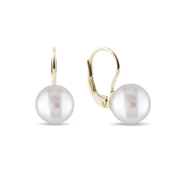 Perlové náušnice v žltom zlate KLENOTA