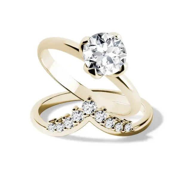 Luxusná súprava diamantových prsteňov z žltého zlata KLENOTA