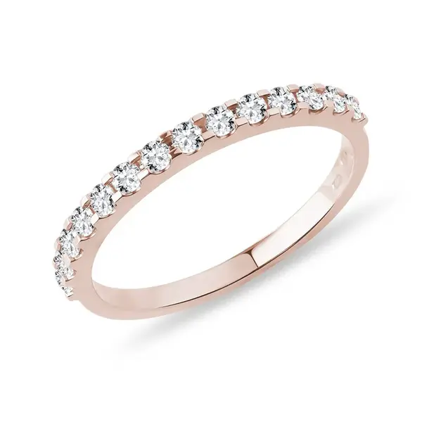 Diamantový snubní prsten z růžového zlata KLENOTA