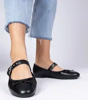 Gemre Black women's ballet flats with a bow Mansy
