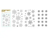 Samolepky vánoční vločky 80x120mm stříbrná