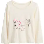 GAP V-FRCH LS BF LOGO TEE Dětské tričko, bílá, velikost 2Y