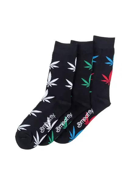 Meatfly ponožky Ganja Black socks Triple Pack | Mnohobarevná | Velikost L/XL