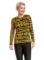 Pura vida dámské tričko s dlouhým rukávem Shay Yellow/Black | Černá | Velikost L