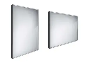Nimco Zrcadla - Zrcadlo s LED osvětlením, 60x80 cm, hliník/černá ZPC 13002-90
