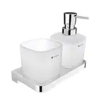 Nimco Maya - Dávkovač mýdla a pohárek s držákem, matné sklo/chrom MA 2905831C-26