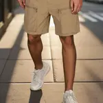 Pánské khaki kapsáčové kraťasy