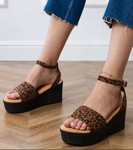 Gemre Ganra eco-suede platform sandals with leopard print