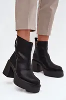 Kožené zateplené dámske čižmy na podpätku a platforme Vinceza
