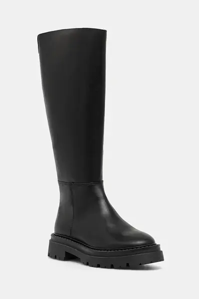 Kožené kozačky Steve Madden Kaja-W dámské, černá barva, na plochém podpatku, 11004946